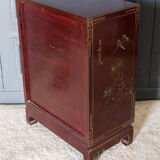 Chinese furniture XXth Red lacquer Decor of branches and birds