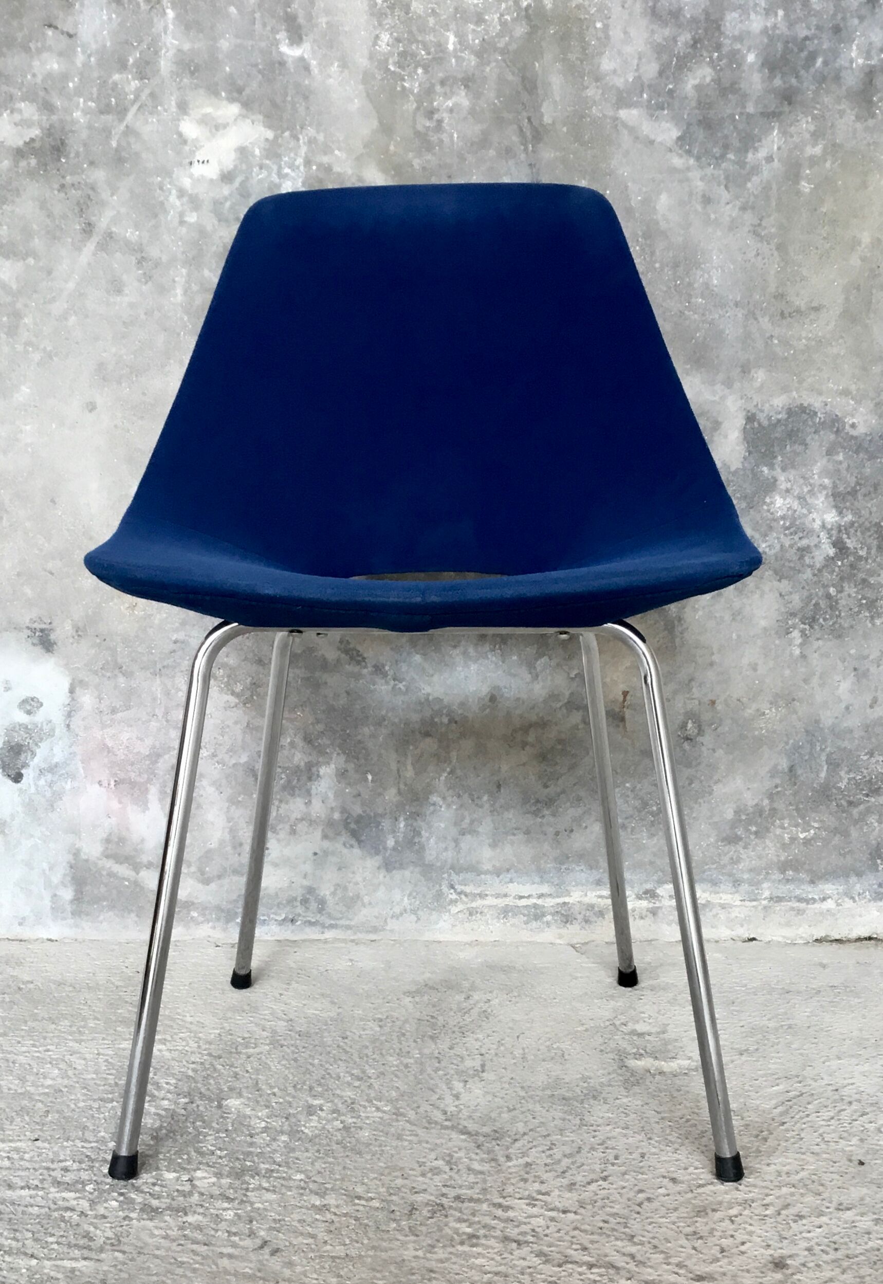 Barrel chair by Pierre Guariche - stainless steel base