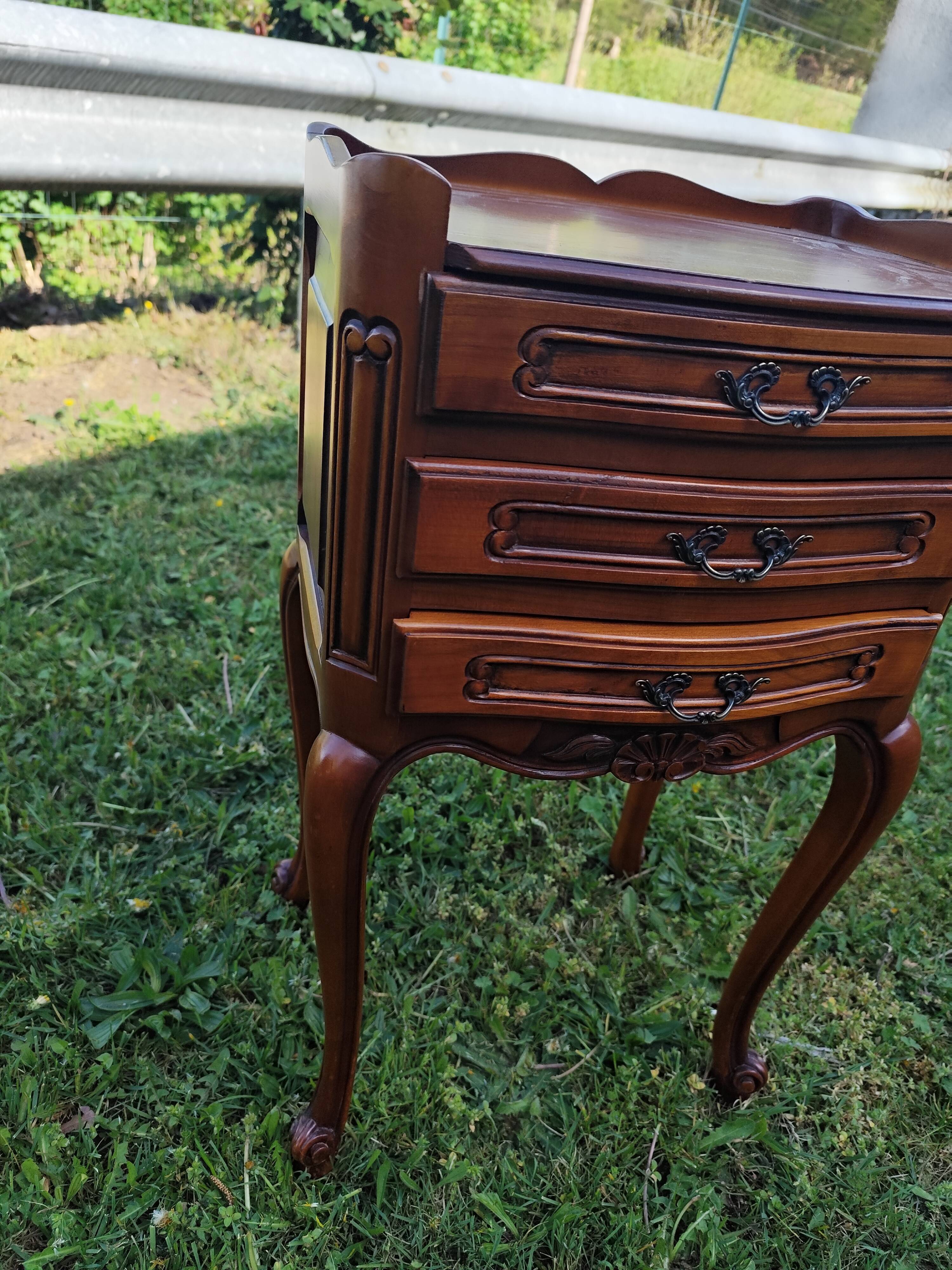Louis XV style bedside table in cherry wood.