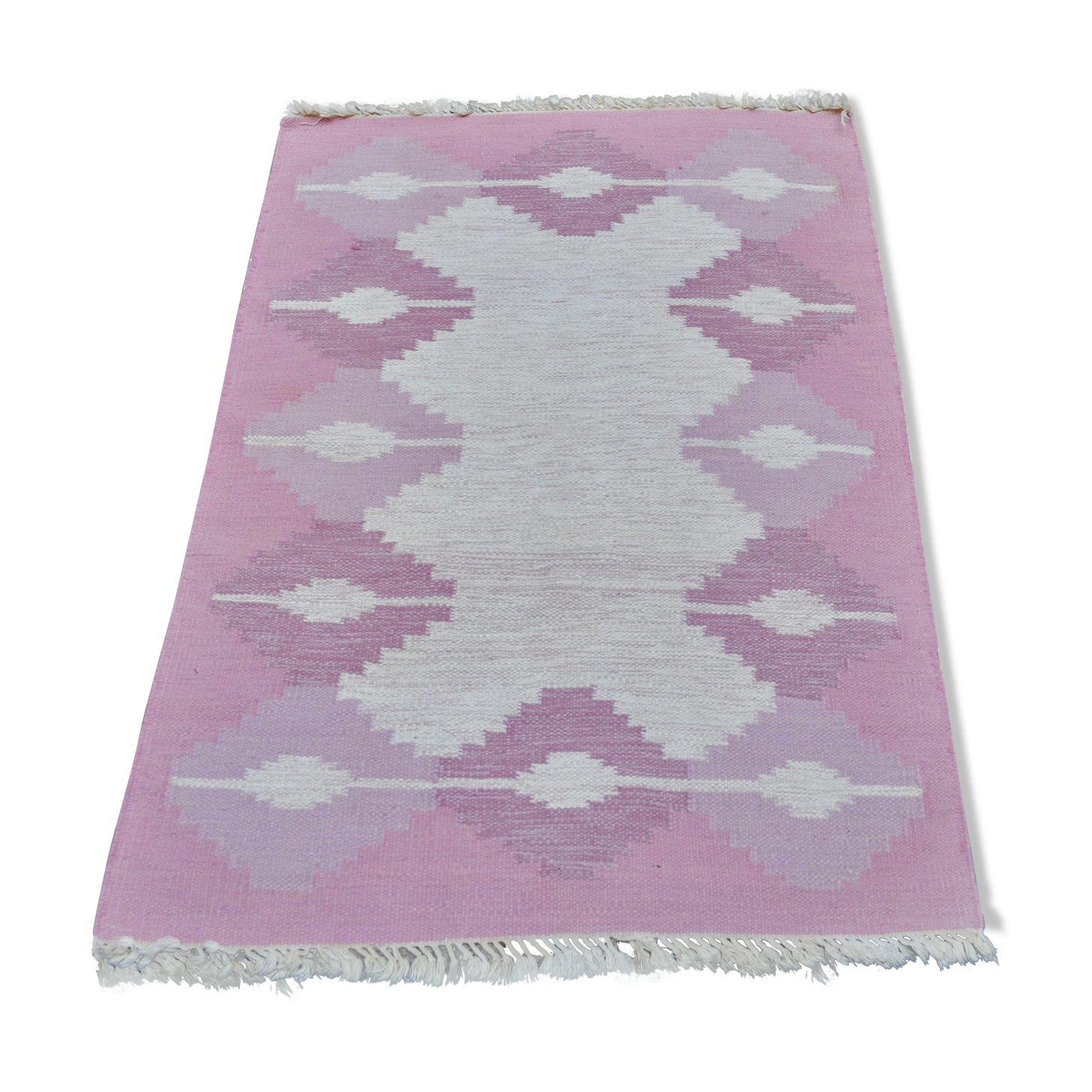 Scandinavian rug Rollakan, 50s, pink Sweden 138x185cm Selency