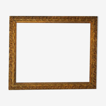 Frame around 1900 gilded stucco wood 38x32 foliage 33x27 cm + glass SB