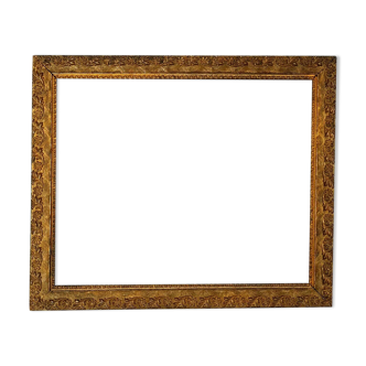 Frame around 1900 gilded stucco wood 38x32 foliage 33x27 cm + glass SB