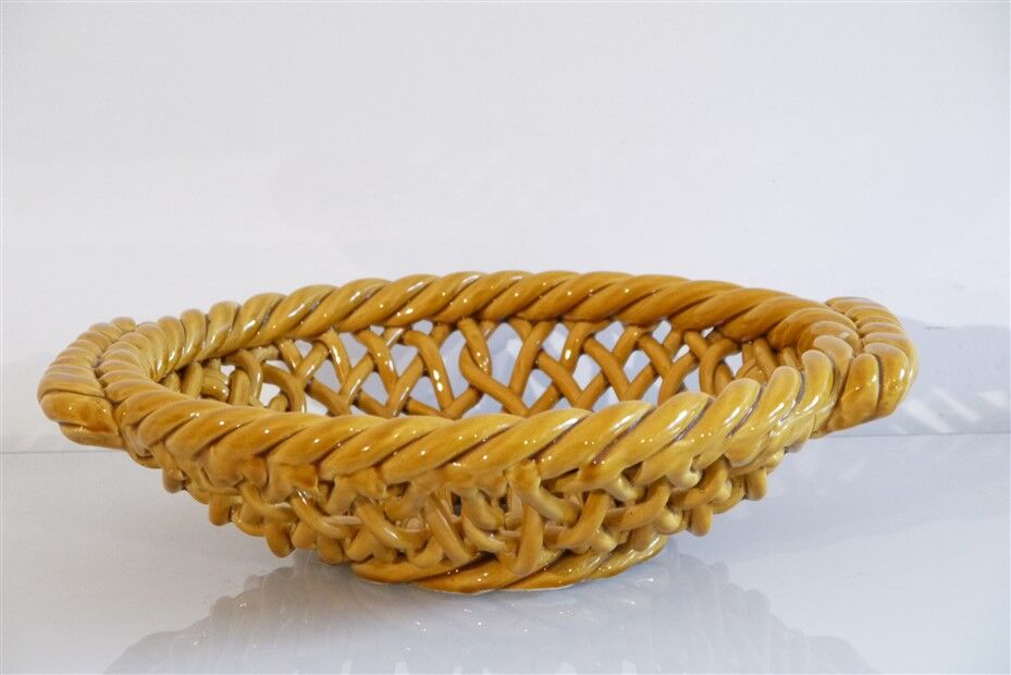 Brawoven ceramic basket from Vallauris