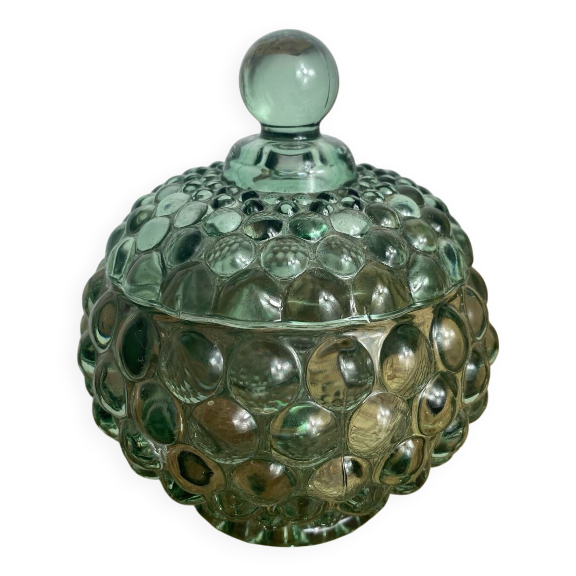 Glass candy box, embossed bubbles