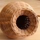 Large handmade braided wicker floor vase, vintage from the 1970s