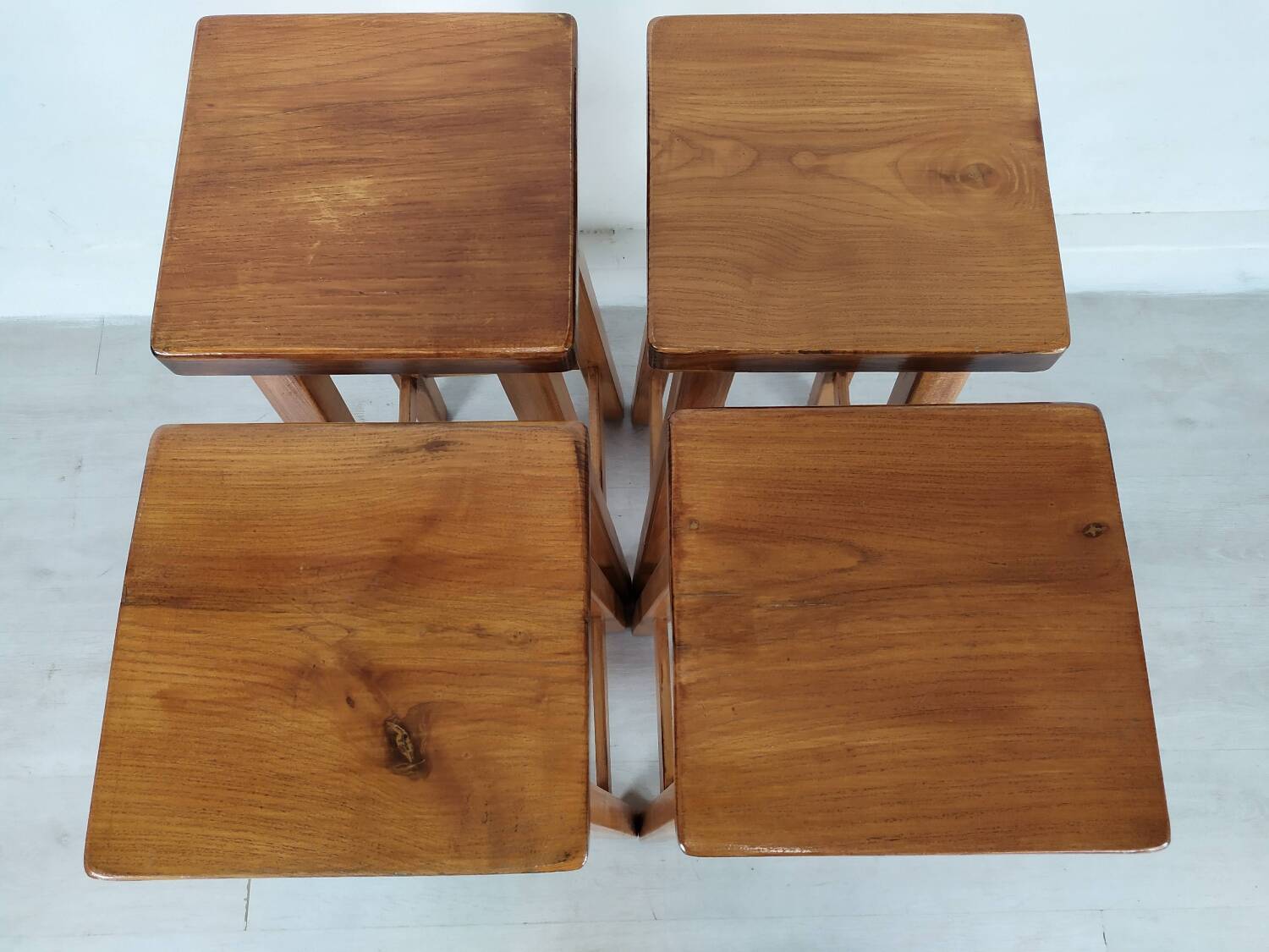 4 tabourets de bar bois vintage