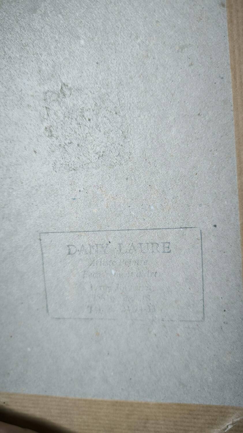 Oil painting flowers framed oval with glass Dany Laure artist painter Paris 16th