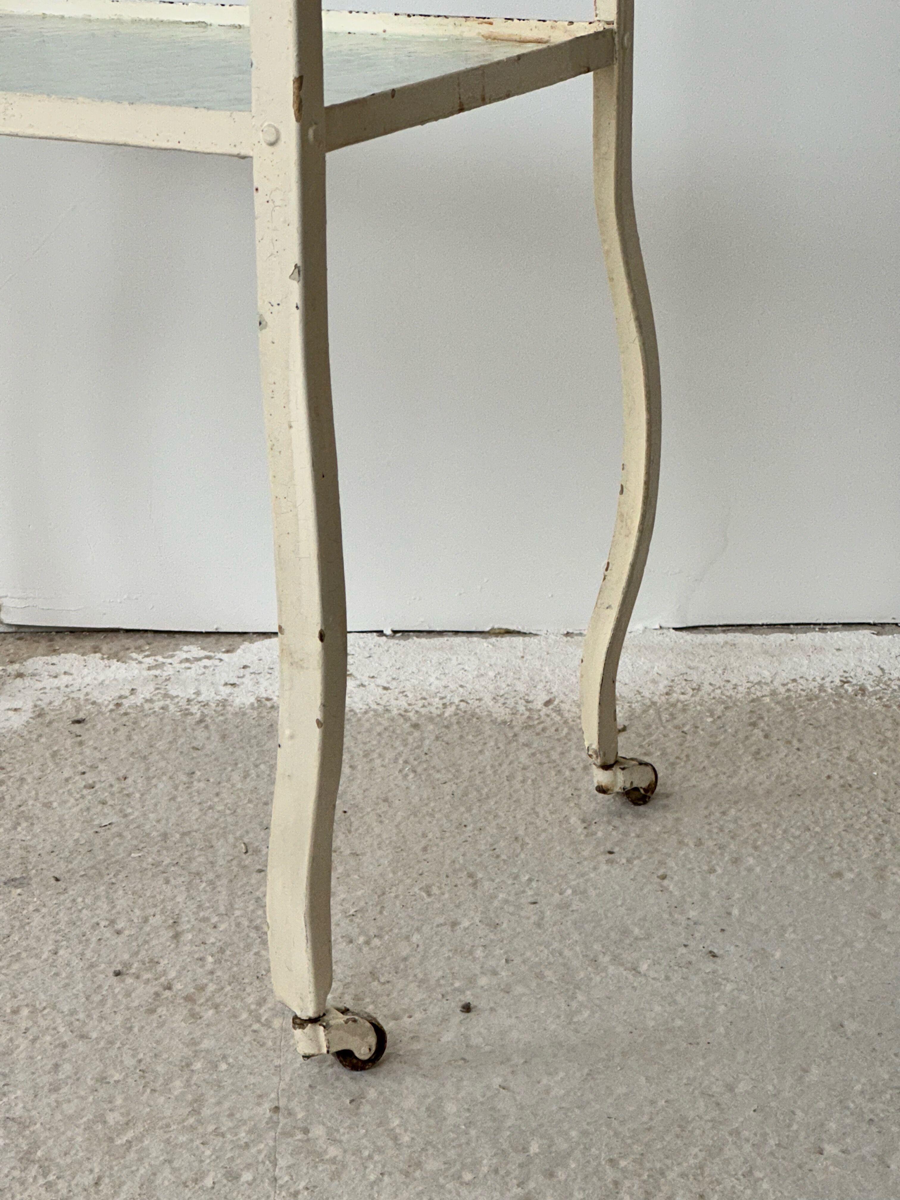 Industrial furniture serving or metal dentist's side table from the 1930s