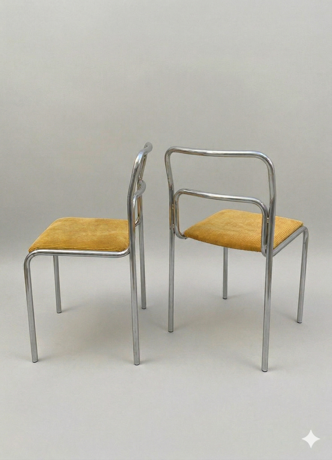 Chrome Bauhaus chair from the 70s – velvet seat (multiple available)
