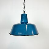 Industrial Blue Enamel Factory Pendant Lamp, 1960s