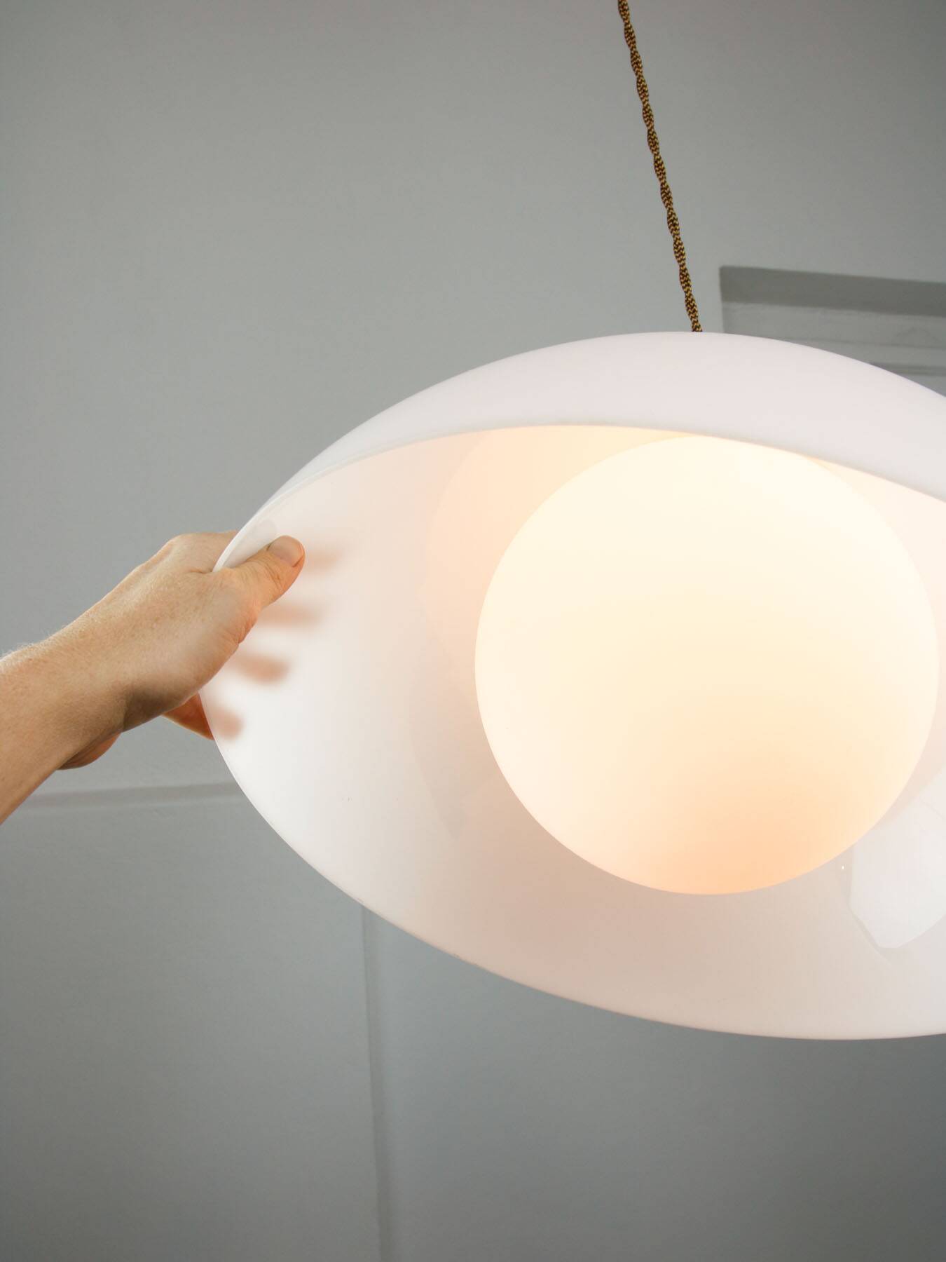 Italian Space Age Pendant in Brass and Acrylic Glass, 1970s