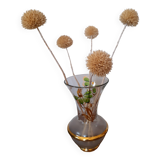 Vase en verre avec dorure et fleurs peintes Art Déco