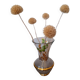Old glass vase with gilding and Art Deco painted flowers