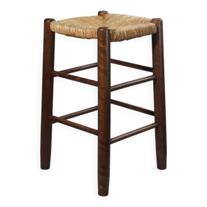 tabouret paillé vintage - 1970s