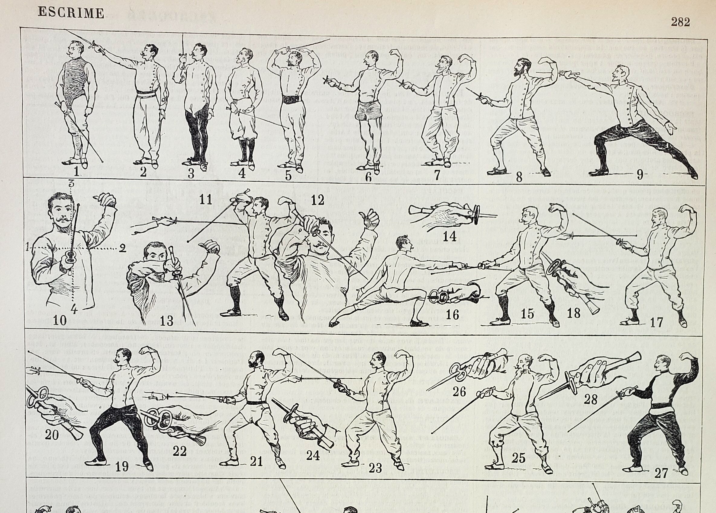 Engraving • Fencing, fighting, sport, sword • Original and vintage poster from 1898