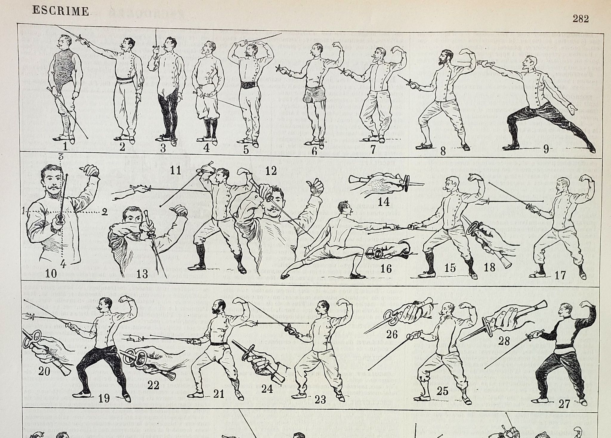 Gravure • Escrime, combat, sport, épée • Affiche originale et vintage de 1898