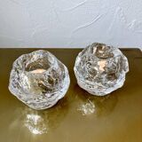 Pair of candlesticks "Snowball" – Ann Wolff for Kosta Boda, Sweden (1973)