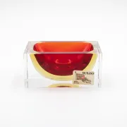 Vintage Murano ashtray in Sommerso red and yellow glass, Italy