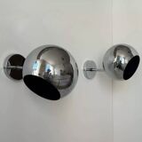 Pair of adjustable wall lights, chromed metal, France 1970