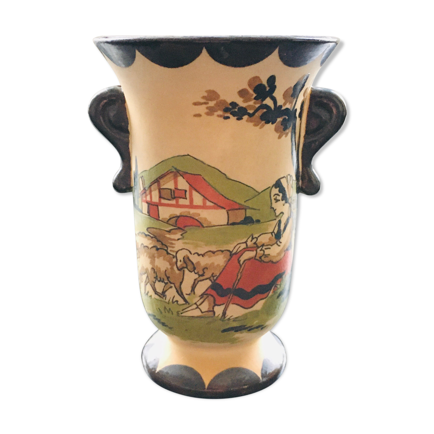 Basque art stoneware vase