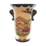 Basque art stoneware vase