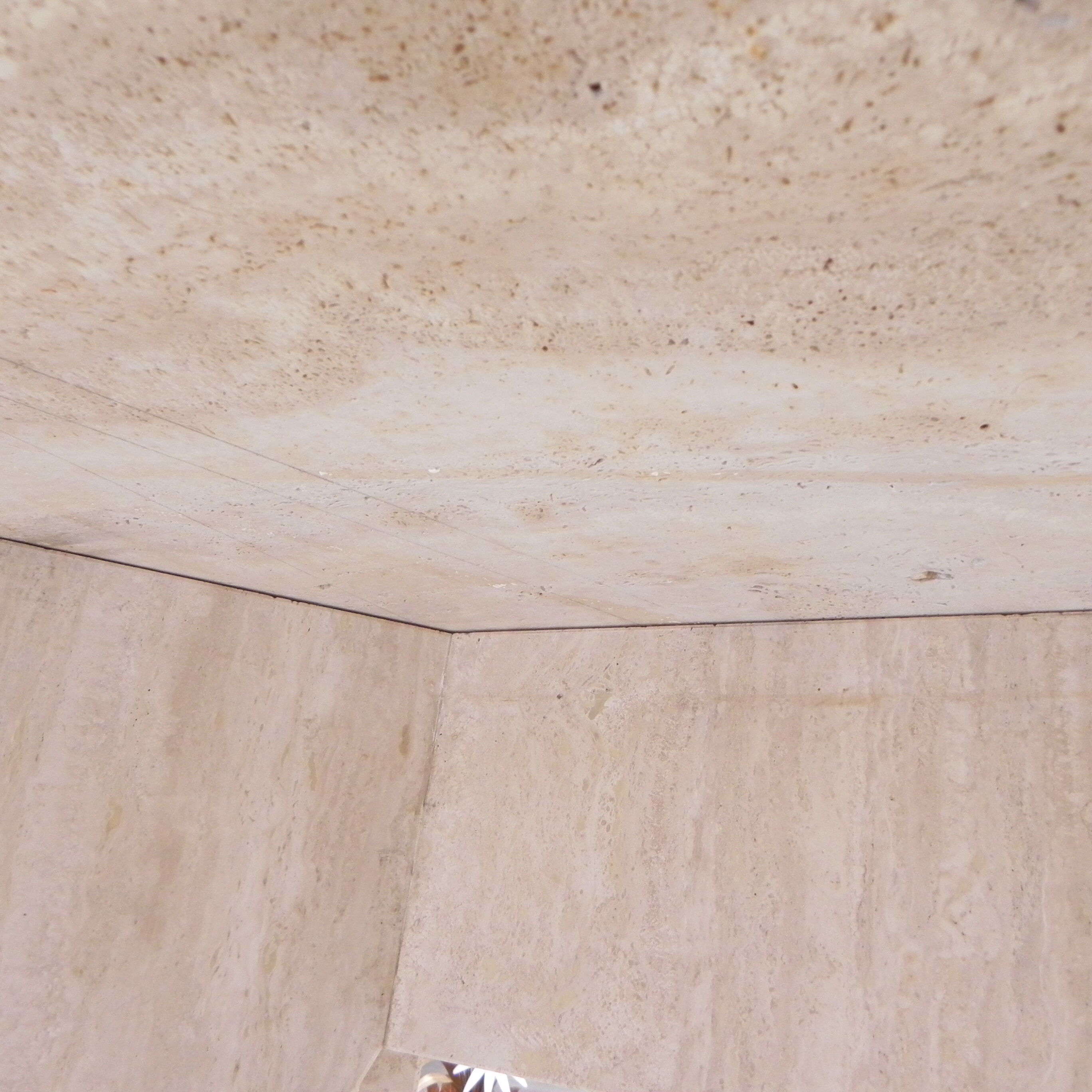 Travertine dining table, 130 x 129 cm