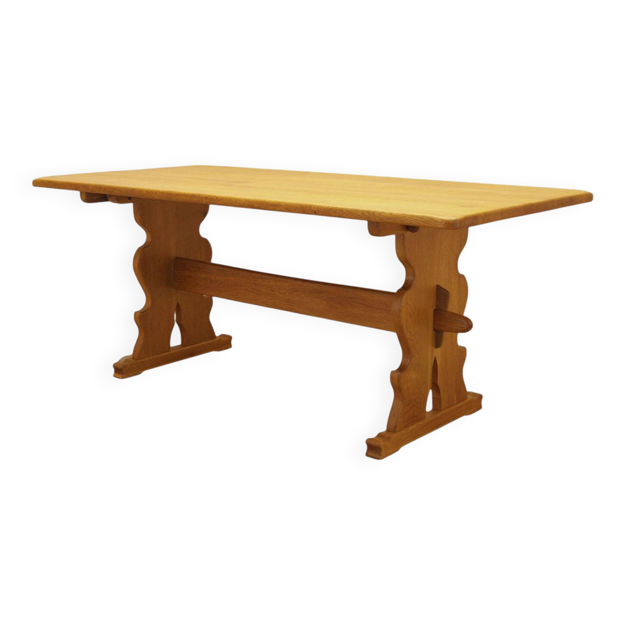 Solid oak dining table, Danish design, 1960s