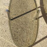Elliptical coffee table circa 1970 in chromed metal and smoked glass