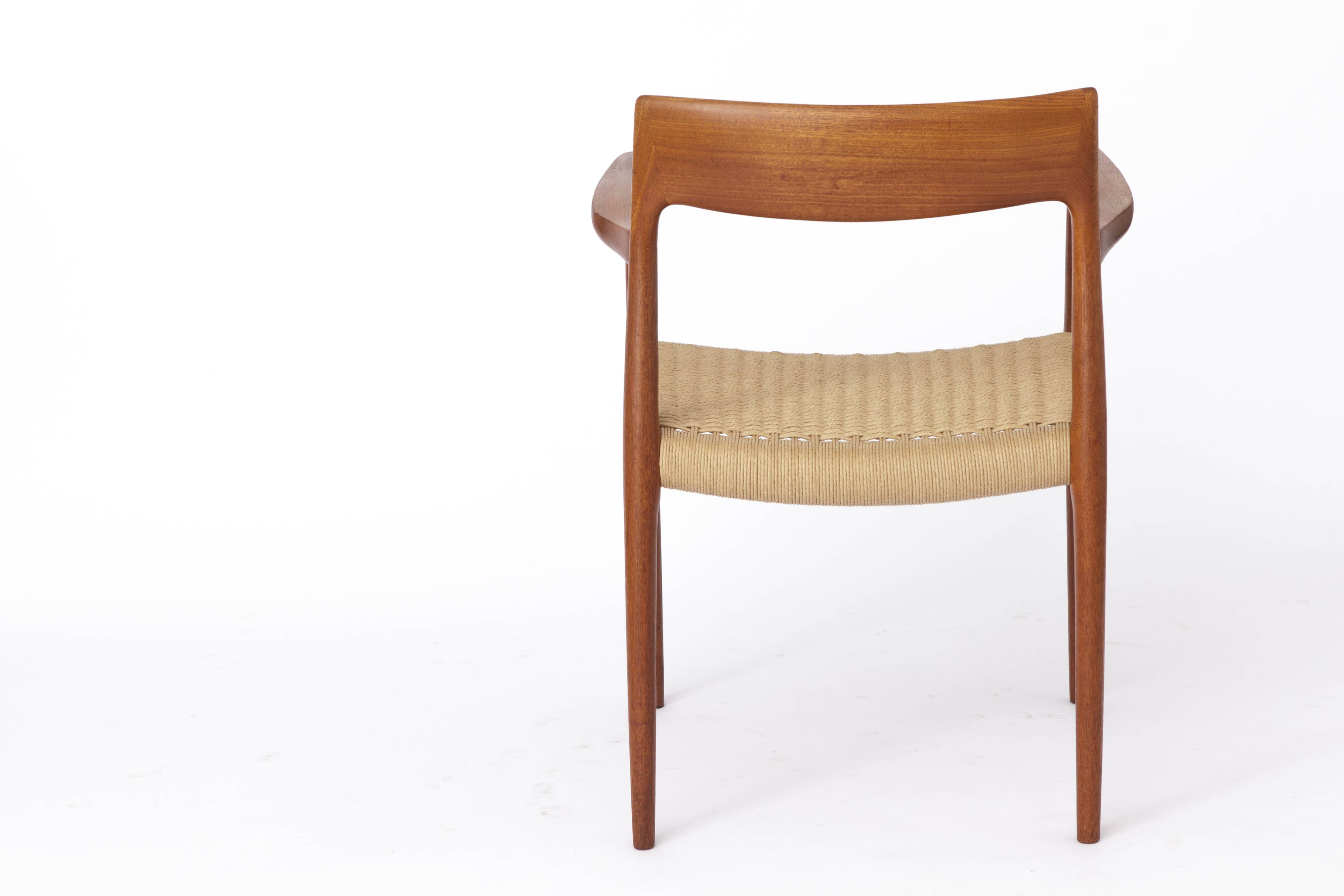 1 of 2 Niels Moller armchair, model 57, 1950s Vintage, paper cord seat,
