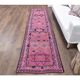 Vintage Pink Geometric Turkish Hand-Knotted Runner 80x337