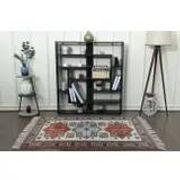 1960's Vintage Turkish Milas Handmade Wool Cotton Area Rug 130x180