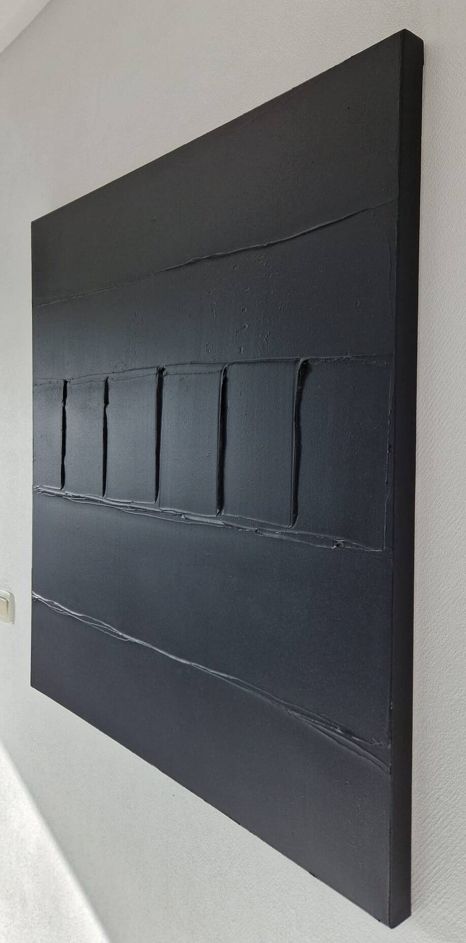 Minimalist monochrome abstract painting in black