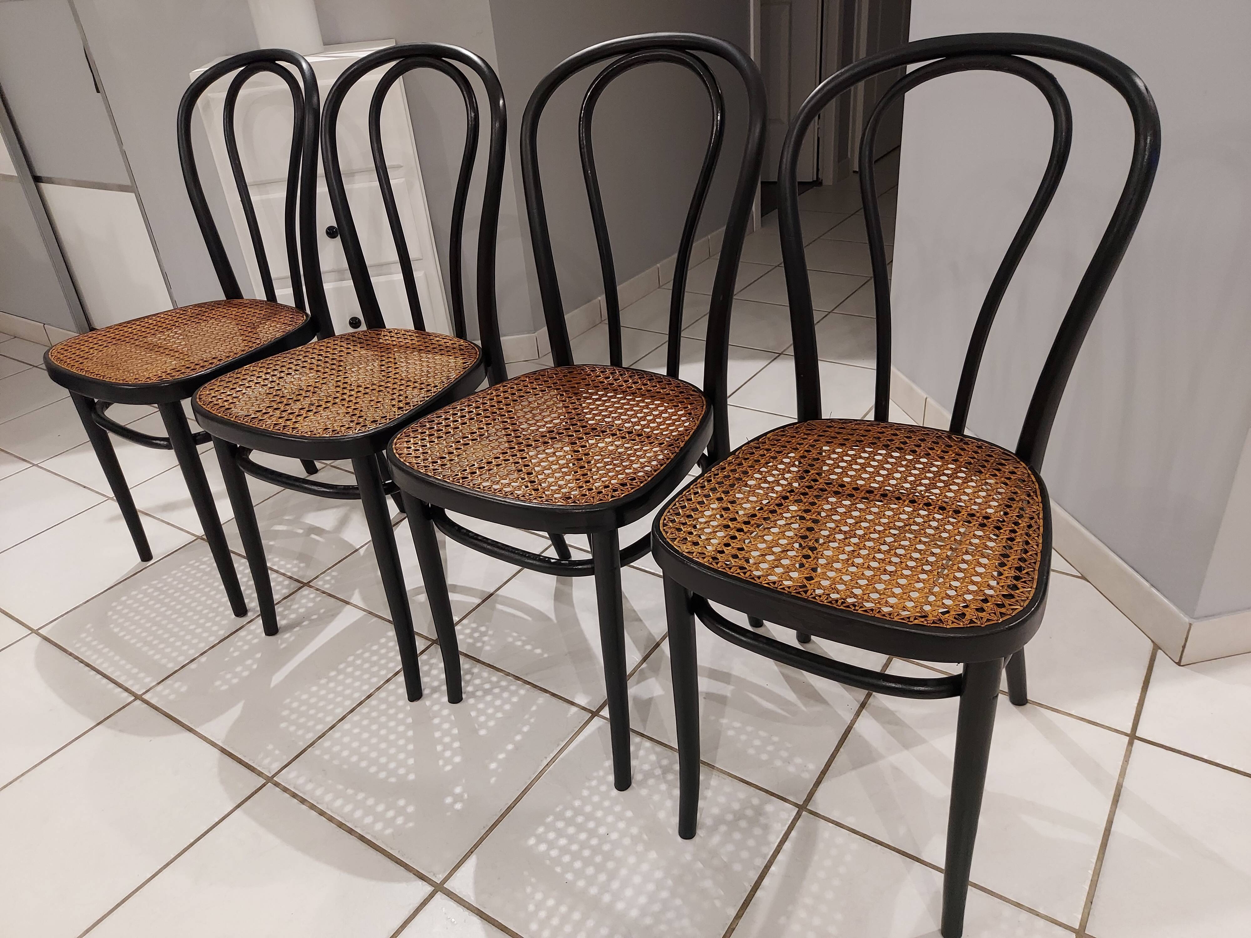 Suite of 4 Bistro chairs canned by ZPM for Thonet vintage 1950