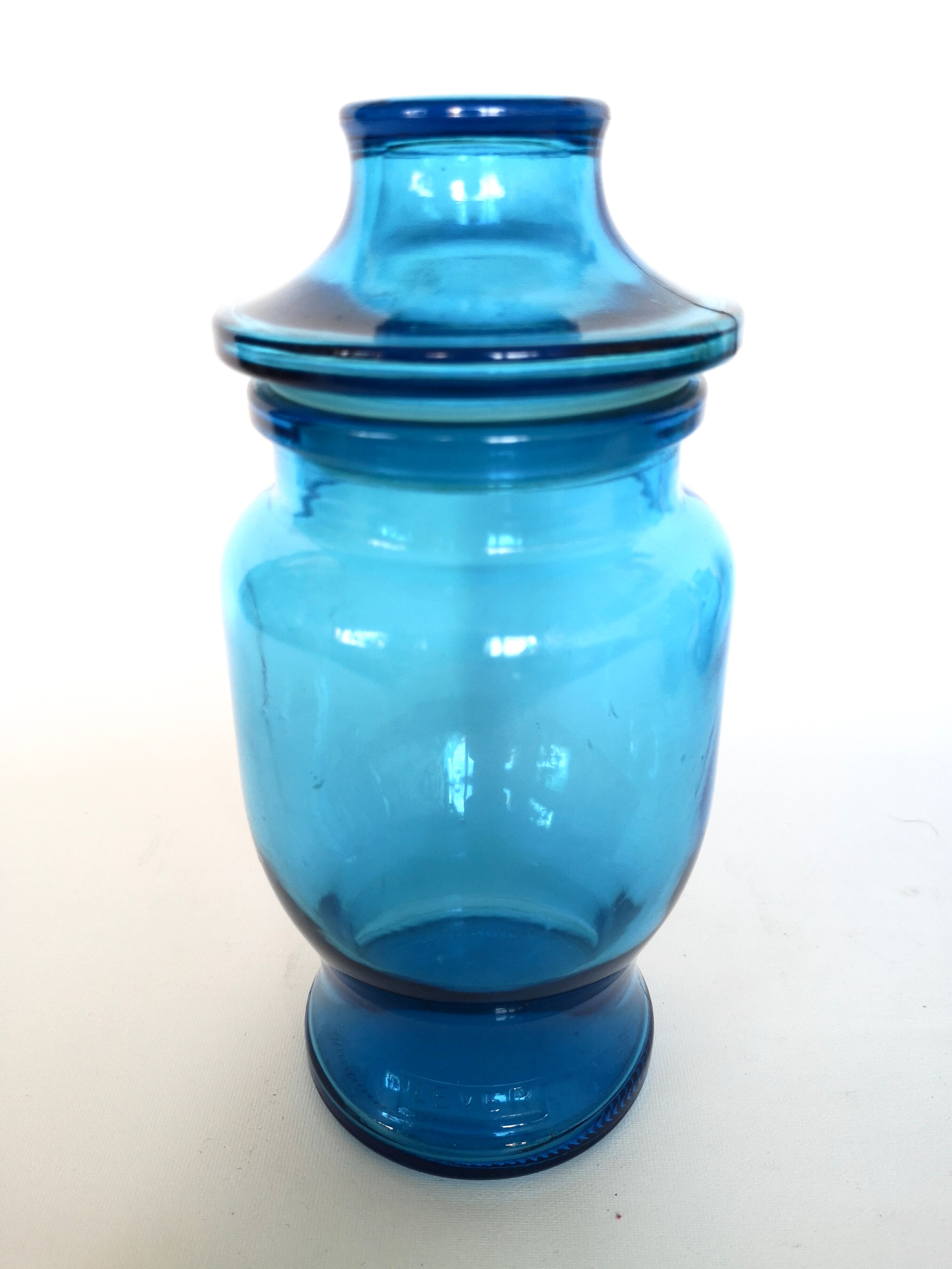 Ensemble de 6 bocaux en verre bleu