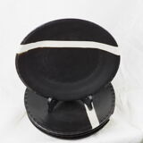 Set de 4 assiettes noires et blanches en grès - fabienne jouvin - années 90