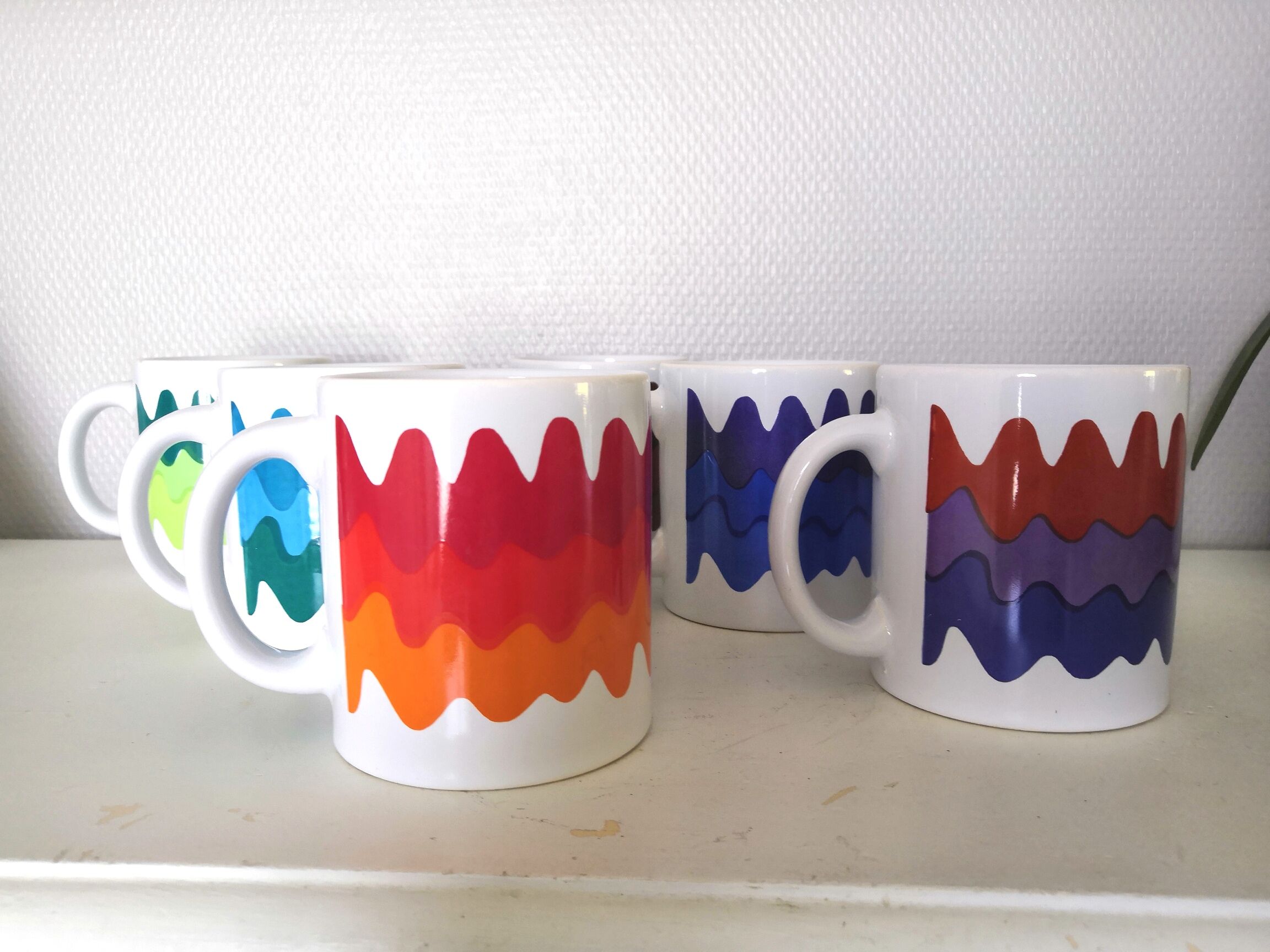 Series of 6 mugs design waecht ersbach 70s