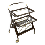 Cesare Lacca Mid-Century Modern Italian Walnut Brass Bar Cart by Cassina