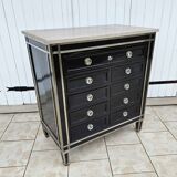 Commode Art Déco à 9 Tiroirs En Laque Et Bronze Nickelé