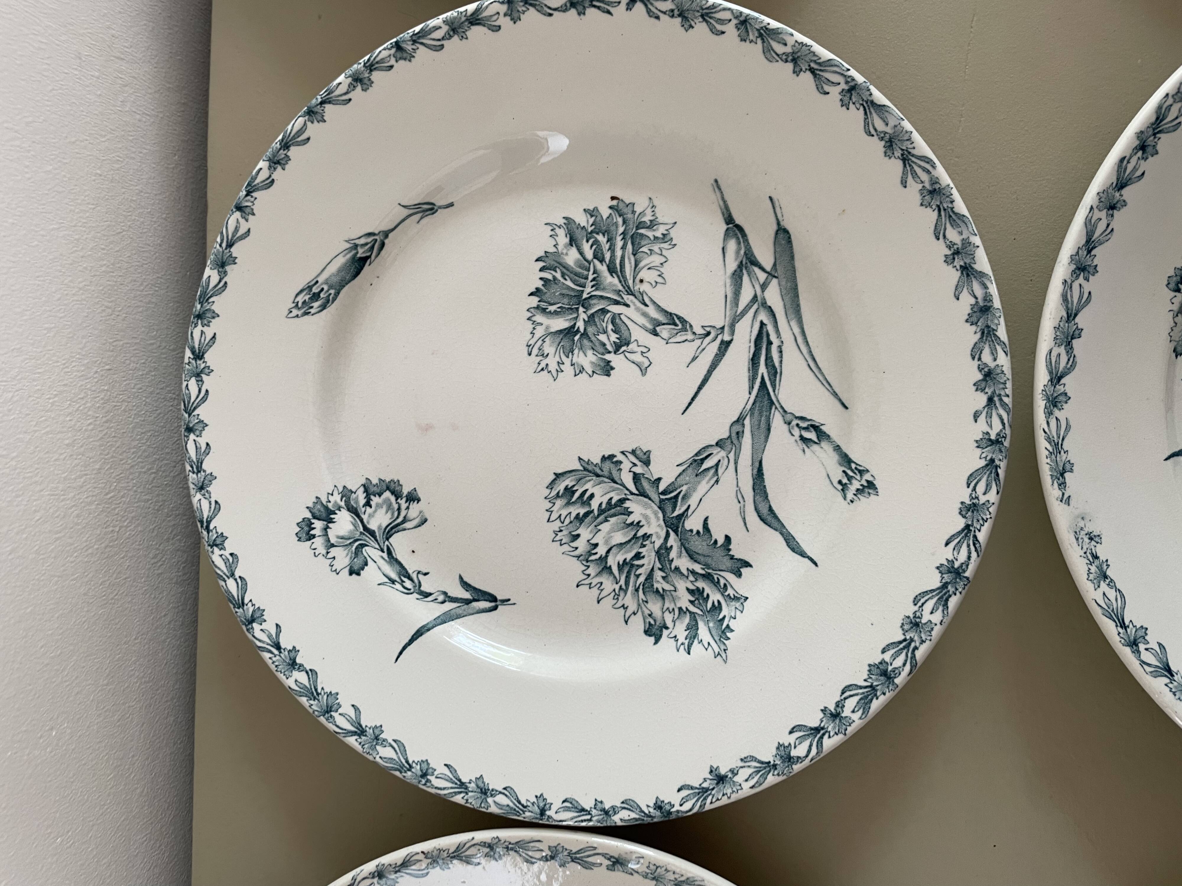 Set of 10 Lunéville ironstone soup plates, Oeillet model