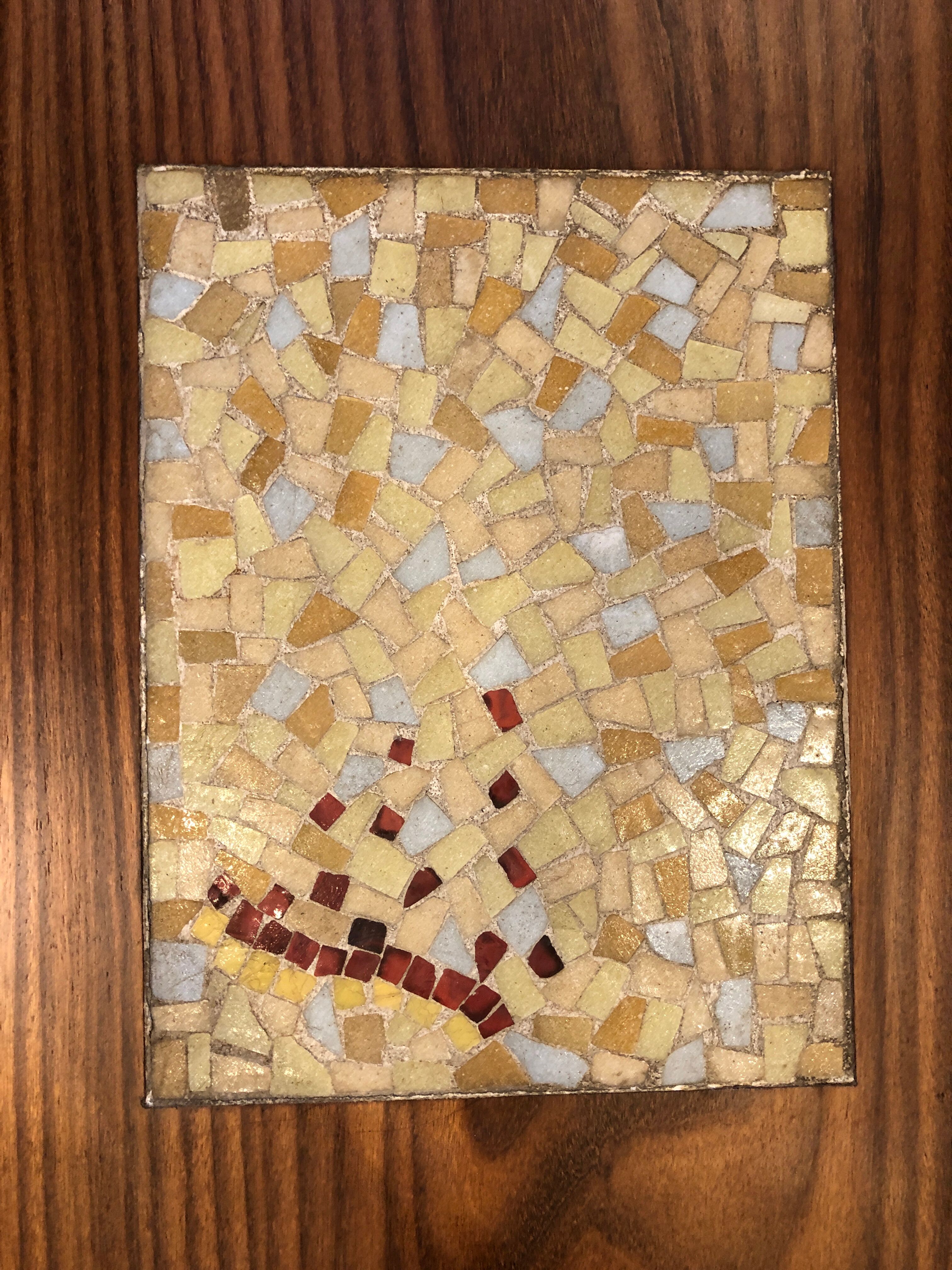 Louis Van Teeffelen teak coffee table with mosaic inlay
