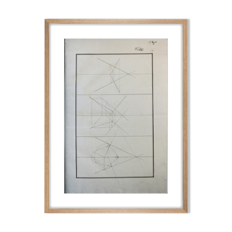 Old drawing - study of geometry - Ecole Royale Polytechnique 1824