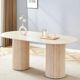 Dining table Keysha travertine base ceramic travertine top glossy