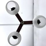 Vintage three satin glasses chandelier. Italy 1950s