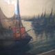Peinture vintage bord de mer chalutiers