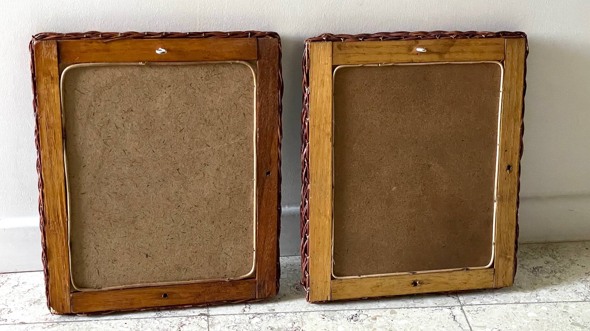 Pair of VINTAGE Rattan MIRRORS