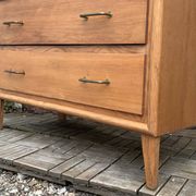Vintage chest of drawers with compass feet, oak, original patina, 1950s