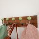 Wall-mounted coat rack in wood and sage green ceramic – 5 hooks – 50 cm