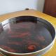 Round vintage Guzzini Lucite tortoiseshell platter 1970s Italian design