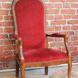 Red velvet voltaire armchair