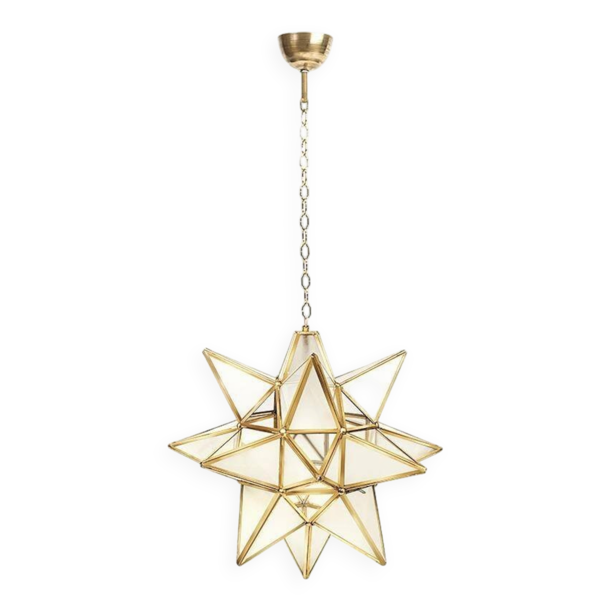 Ceiling light suspended Geometric Star Moravian Star frosted glass